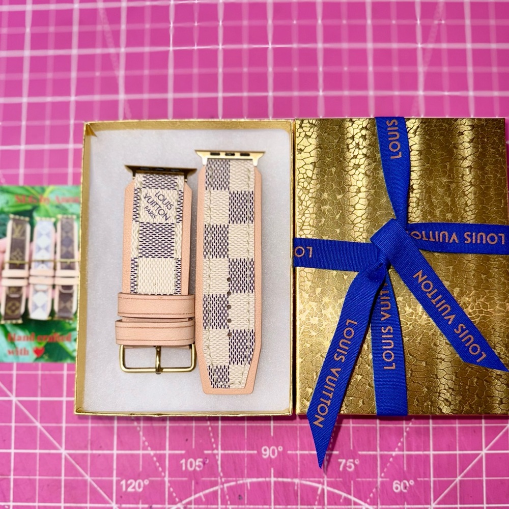 ‼️ Damier Azure Smart Watch band Apple or Samsung Handmade with ❤️